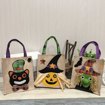 Halloween Decoration Supplies Tote Bag Mall Hotel Biscuits Apple Gift Bag(Black Cat)-garmade.com
