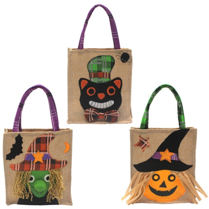 Halloween Decoration Supplies Tote Bag Mall Hotel Biscuits Apple Gift Bag(Black Cat)-garmade.com