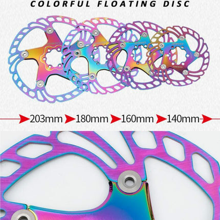 IIIPRO Floating Disc Road Mountain Bike Six Nail Disc Brake Disc, Size:140mm(Colorful)-garmade.com