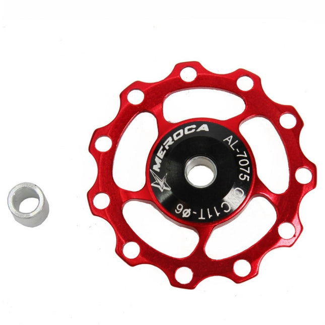 4 PCS MEROCA Metal Bearings Mountain Bike Road Bike Rear Derailleur Guide Wheel 11T/13T Guide Wheel, Specification:11T, Color:Red-garmade.com