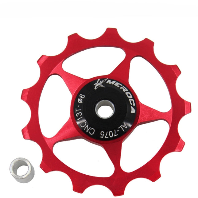 4 PCS MEROCA Metal Bearings Mountain Bike Road Bike Rear Derailleur Guide Wheel 11T/13T Guide Wheel, Specification:13T, Color:Red-garmade.com