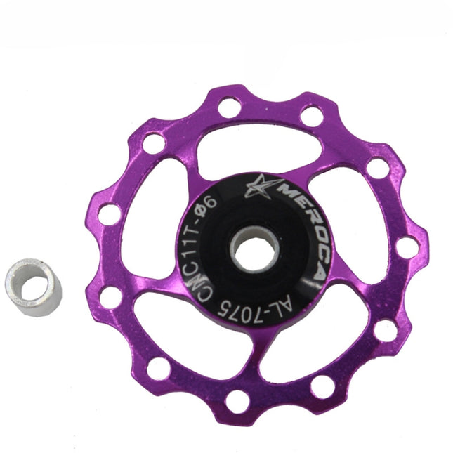4 PCS MEROCA Metal Bearings Mountain Bike Road Bike Rear Derailleur Guide Wheel 11T/13T Guide Wheel, Specification:11T, Color:Purple-garmade.com