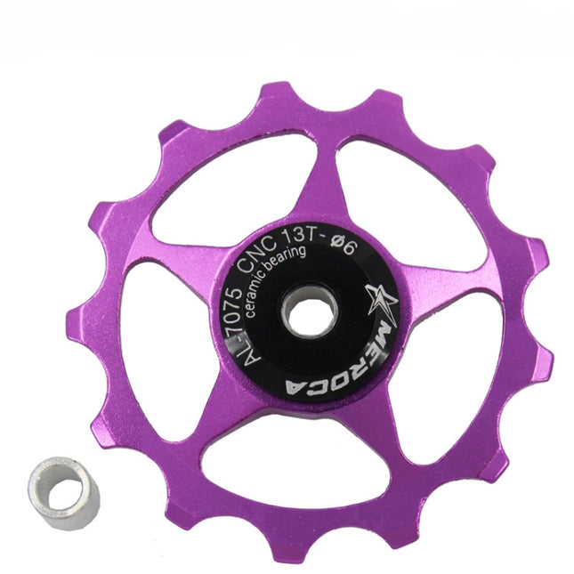 4 PCS MEROCA Metal Bearings Mountain Bike Road Bike Rear Derailleur Guide Wheel 11T/13T Guide Wheel, Specification:13T, Color:Purple-garmade.com