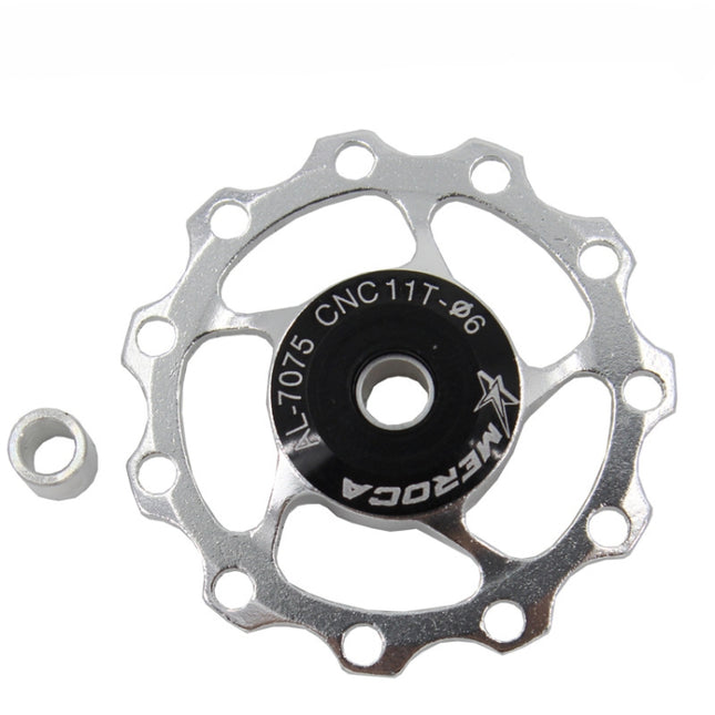 4 PCS MEROCA Metal Bearings Mountain Bike Road Bike Rear Derailleur Guide Wheel 11T/13T Guide Wheel, Specification:11T, Color:Silver-garmade.com