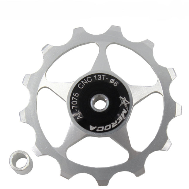 4 PCS MEROCA Metal Bearings Mountain Bike Road Bike Rear Derailleur Guide Wheel 11T/13T Guide Wheel, Specification:13T, Color:Silver-garmade.com