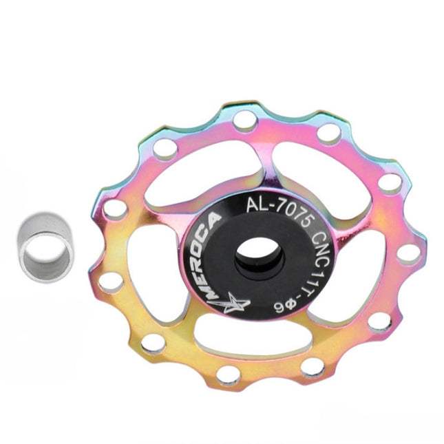 4 PCS MEROCA Metal Bearings Mountain Bike Road Bike Rear Derailleur Guide Wheel 11T/13T Guide Wheel, Specification:11T, Color:Electroplating Colorful-garmade.com