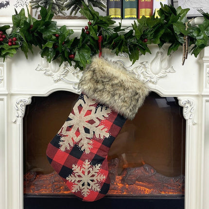 Christmas Ornaments Burlap Socks Candy Socks Gift Bag(Snowflake)-garmade.com