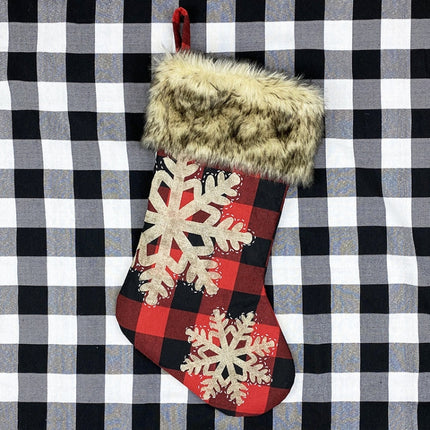 Christmas Ornaments Burlap Socks Candy Socks Gift Bag(Snowflake)-garmade.com