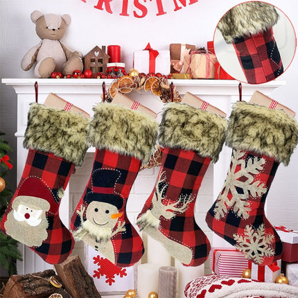 Christmas Ornaments Burlap Socks Candy Socks Gift Bag(Snowflake)-garmade.com