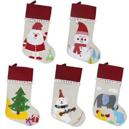 Christmas Socks Gift Bag Children Christmas Decoration Gift Socks Supplies Christmas Tree Pendant(Snowman)-garmade.com