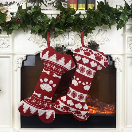 Christmas Decorations Christmas Bone Socks Gift Bag Pendant(Dog Paw)-garmade.com