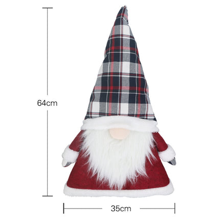 Creative Faceless Doll Christmas Tree Hat Home Decoration Products(Black Red Grid)-garmade.com