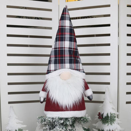 Creative Faceless Doll Christmas Tree Hat Home Decoration Products(Black White Grid)-garmade.com
