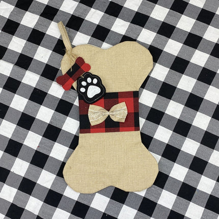 Christmas Decorations Christmas Socks Gift Bags Bones Pets Pendants(Burlap)-garmade.com