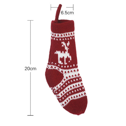 3 PCS Christmas Decorations Christmas Socks Knitted Wool Socks Gift Bags(White Elk)-garmade.com