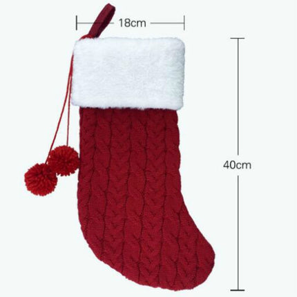 Christmas Knitted Socks Gift Bag Ornament Supplies Pendant(White)-garmade.com