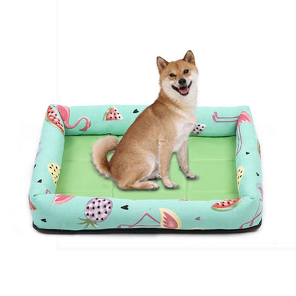 Summer Pet Non-removable Side Dog Mat Pet Bed, Specification: M 53X40X6cm(Watermelon Green)-garmade.com