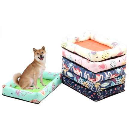 Summer Pet Non-removable Side Dog Mat Pet Bed, Specification: M 53X40X6cm(Watermelon Green)-garmade.com