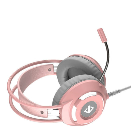 Ajazz AX120 7.1-channel Computer Head-mounted Gaming Headset Listening and Distinguishing Position Super Bass with Microphone(Pink)-garmade.com