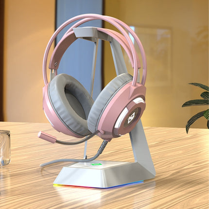 Ajazz AX120 7.1-channel Computer Head-mounted Gaming Headset Listening and Distinguishing Position Super Bass with Microphone(Pink)-garmade.com