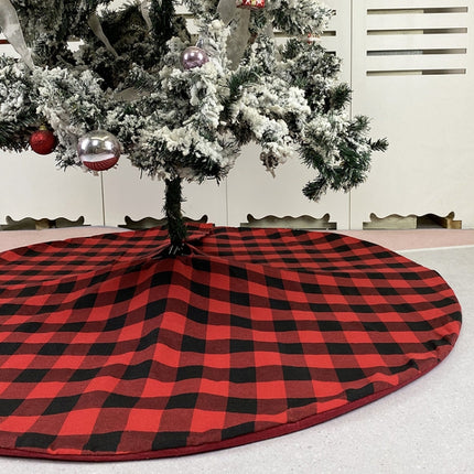 Christmas Ornaments Holiday Scene with Christmas Tree Bottom Decoration Tree Apron(Black Red Checkered)-garmade.com