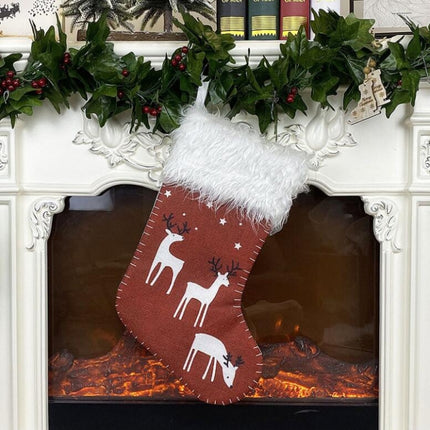 Christmas Elk Socks Ornaments Candy Gift Bags Holiday Decorations(Red)-garmade.com