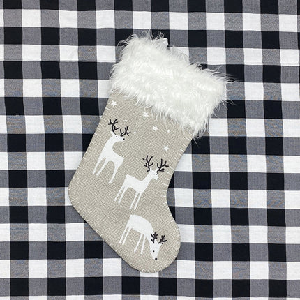 Christmas Elk Socks Ornaments Candy Gift Bags Holiday Decorations(Grey)-garmade.com