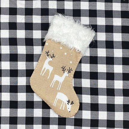 Christmas Elk Socks Ornaments Candy Gift Bags Holiday Decorations(Yellow)-garmade.com