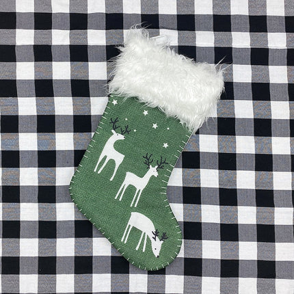 Christmas Elk Socks Ornaments Candy Gift Bags Holiday Decorations(Green)-garmade.com