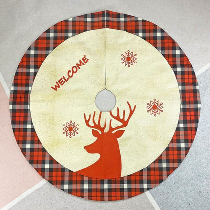 Linen Elk Printed Tree Skirt Christmas Ornaments Christmas Tree Bottom Decoration-garmade.com