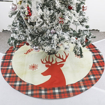 Linen Elk Printed Tree Skirt Christmas Ornaments Christmas Tree Bottom Decoration-garmade.com