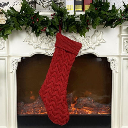 Knitted Woolen Gift Bags Christmas Socks Christmas Pendants Ornaments(Red)-garmade.com
