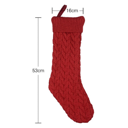Knitted Woolen Gift Bags Christmas Socks Christmas Pendants Ornaments(Beige)-garmade.com