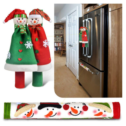 Christmas Cloak Microwave Oven Refrigerator Double Door Handle Gloves Anti-static Extended Anti-collision Fabric Protective Cover, Specification: A041 3 In 1 Cloak Refrigerator-garmade.com