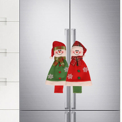 Christmas Cloak Microwave Oven Refrigerator Double Door Handle Gloves Anti-static Extended Anti-collision Fabric Protective Cover, Specification: A041 3 In 1 Cloak Refrigerator-garmade.com