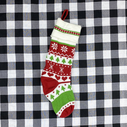 Christmas Decoration Christmas Woolen Socks Gift Bags Children Candy Bags(White)-garmade.com