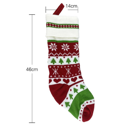 Christmas Decoration Christmas Woolen Socks Gift Bags Children Candy Bags(White)-garmade.com