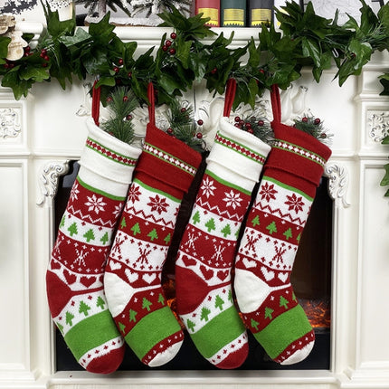 Christmas Decoration Christmas Woolen Socks Gift Bags Children Candy Bags(White)-garmade.com