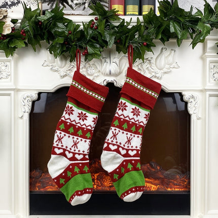 Christmas Decoration Christmas Woolen Socks Gift Bags Children Candy Bags(Red)-garmade.com
