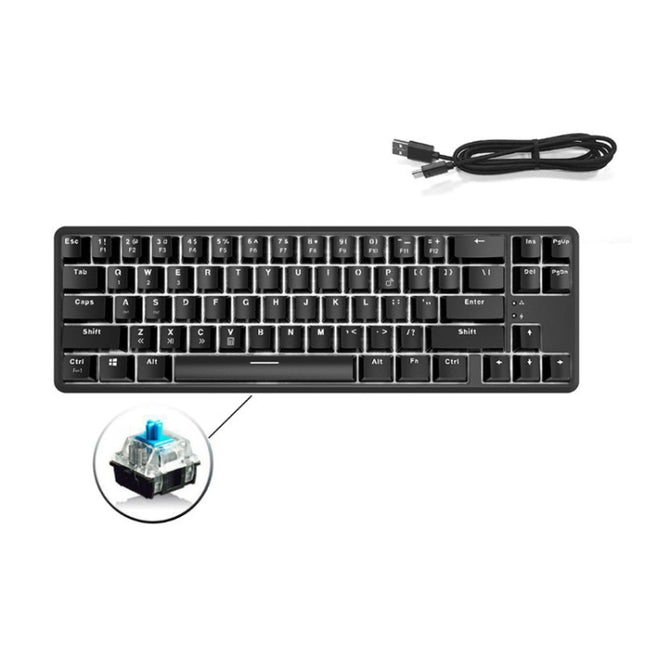 Ajazz K680T Mini USB Wired Dual-mode Charging 68-keys Laptop Bluetooth Mechanical Keyboard, Cable Length: 1.6m, Style:Green Shaft(Black)-garmade.com