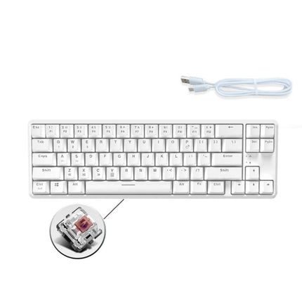 Ajazz K680T Mini USB Wired Dual-mode Charging 68-keys Laptop Bluetooth Mechanical Keyboard, Cable Length: 1.6m, Style:Tea Shaft(White)-garmade.com