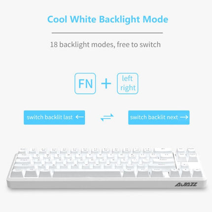 Ajazz K680T Mini USB Wired Dual-mode Charging 68-keys Laptop Bluetooth Mechanical Keyboard, Cable Length: 1.6m, Style:Tea Shaft(White)-garmade.com
