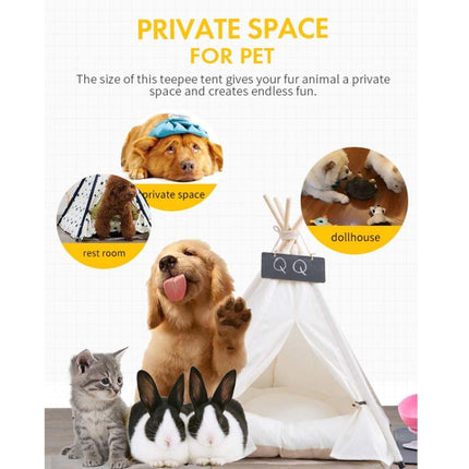 Pure White Pet Tent Nest For Small And Medium Dogs and Cats Foldable Playhouse, Style:With Cushion, Size:Medium 50×50×60cm-garmade.com