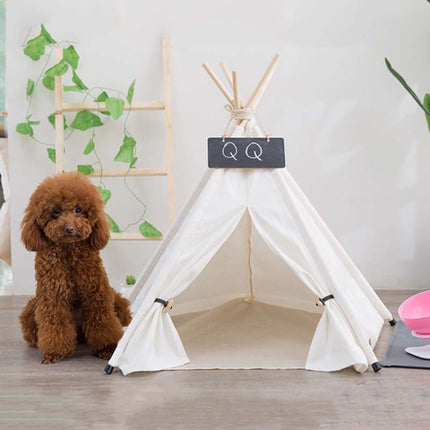 Pure White Pet Tent Nest For Small And Medium Dogs and Cats Foldable Playhouse, Style:Without Cushion, Size:Large 60×60×70cm-garmade.com