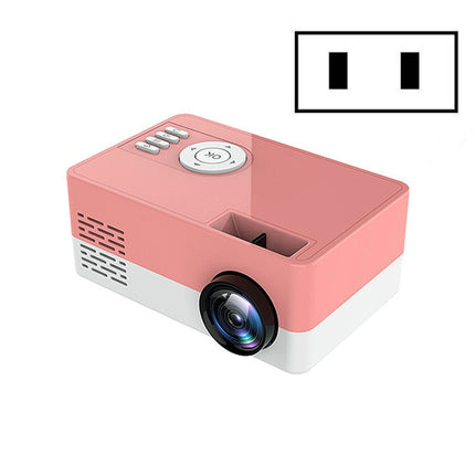 S261/J16 Home Mini HD 1080P Portable LED Projector, Support TF Card / AV / U Disk, Plug Specification:US Plug(Pink White)-garmade.com
