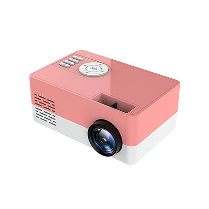 S261/J16 Home Mini HD 1080P Portable LED Projector, Support TF Card / AV / U Disk, Plug Specification:US Plug(Pink White)-garmade.com