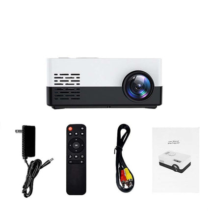 S261/J16 Home Mini HD 1080P Portable LED Projector, Support TF Card / AV / U Disk, Plug Specification:EU Plug(White Black)-garmade.com