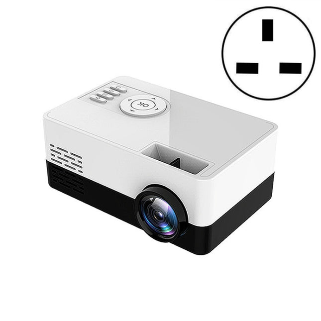 S261/J16 Home Mini HD 1080P Portable LED Projector, Support TF Card / AV / U Disk, Plug Specification:UK Plug(White Black)-garmade.com
