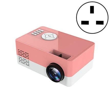 S261/J16 Home Mini HD 1080P Portable LED Projector, Support TF Card / AV / U Disk, Plug Specification:UK Plug(Pink White)-garmade.com