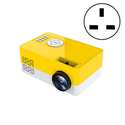 S261/J16 Home Mini HD 1080P Portable LED Projector, Support TF Card / AV / U Disk, Plug Specification:UK Plug(Yellow White)-garmade.com